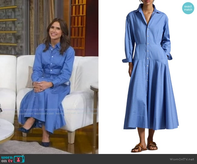 Polo Ralph Lauren Stripe Cotton Poplin Shirtdress in 1970 Blue-Red worn by Sophie Flay on Good Morning America