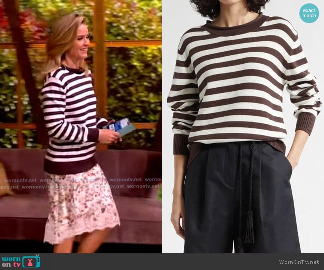 Posse Lara Stripe Cotton Sweater worn by Sara Haines on The View