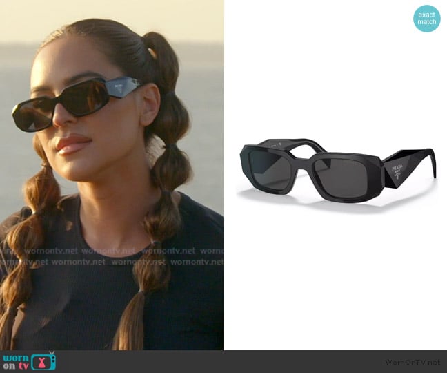 Prada Symbole Rectangular Sunglasses worn by Kelsey Swanson on The Real Housewives of Rhode Island