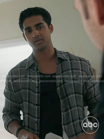 Ravi’s grey plaid button down shirt on 9-1-1
