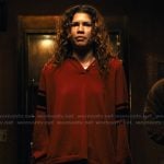 Rue’s red sleeve stripe polo shirt on Euphoria