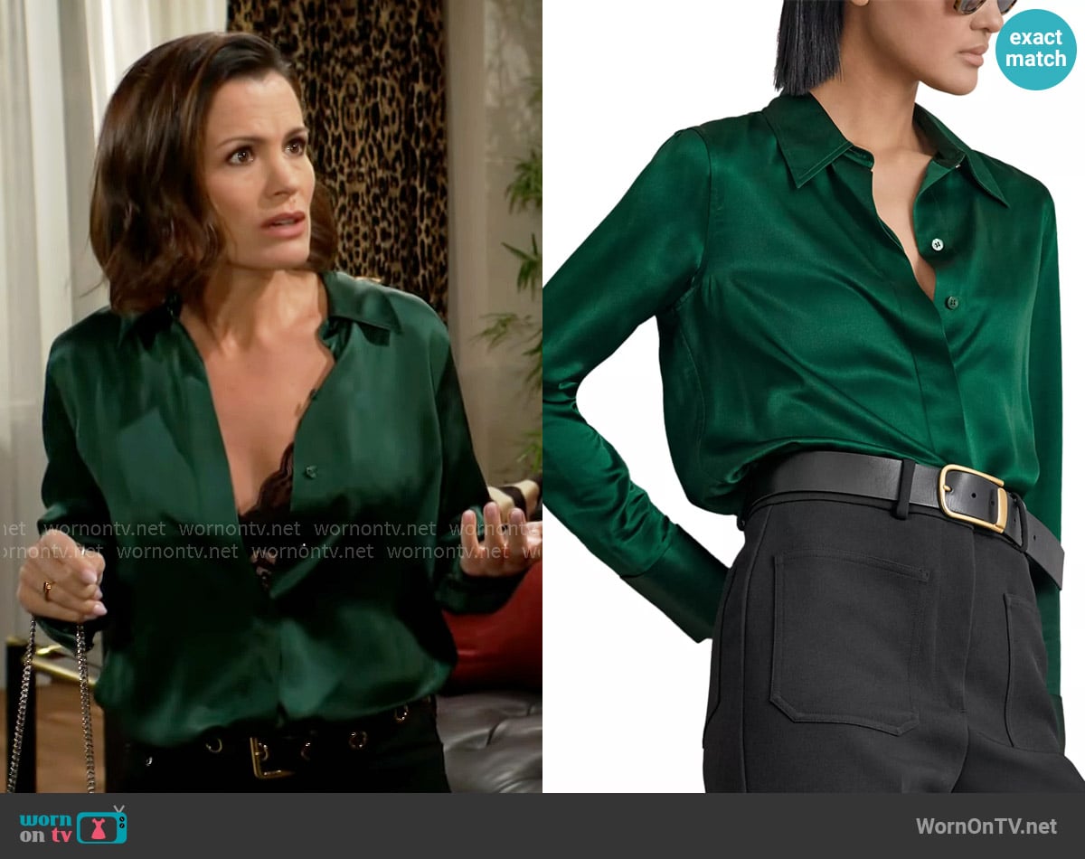 Reiss Ameira Silk Satin Shirt worn by Chelsea Lawson (Melissa Claire Egan) on The Young and the Restless