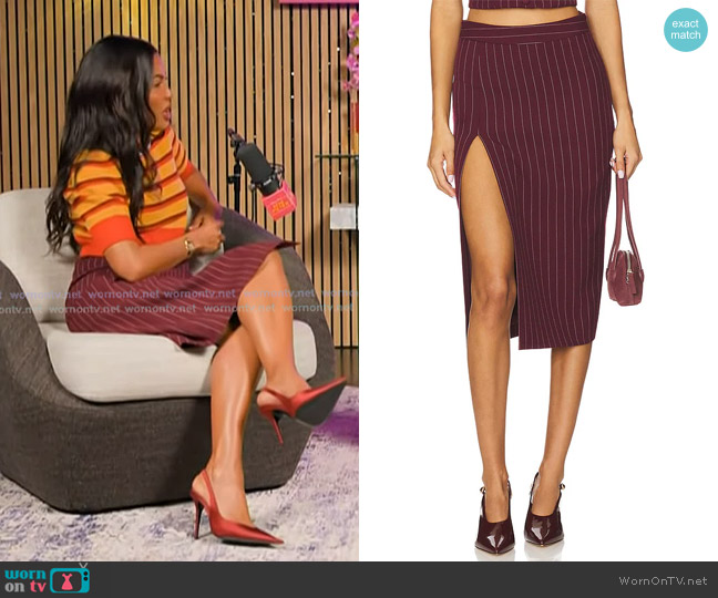 Retrofete Brigette Skirt in Port worn by Emma Grede on Today