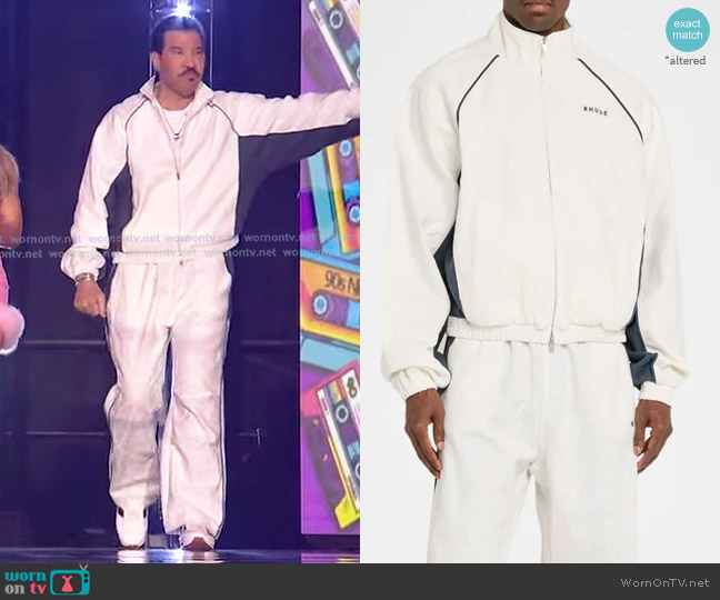 Rhude Ramona Contrast-Piping Linen Track Jacket worn by Lionel Richie on American Idol