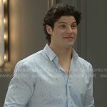 RJ’s blue patterned shirt on The Bold and the Beautiful
