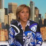 Robin’s blue print blouse and wrap skirt on Good Morning America