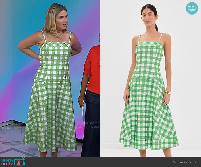 Rosie Assoulin Drop Me A Note Dress in Grass Green worn by Jenna Bush Hager on Today