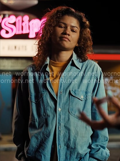 Rue’s denim shirt on Euphoria