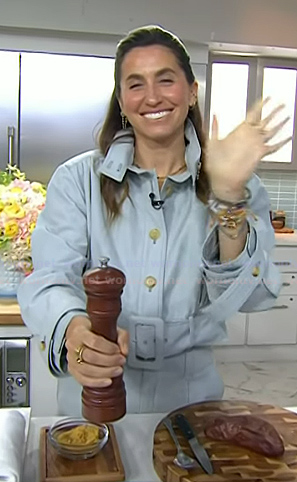 Sabrina Rudin’s blue belted jacket and pants on Today