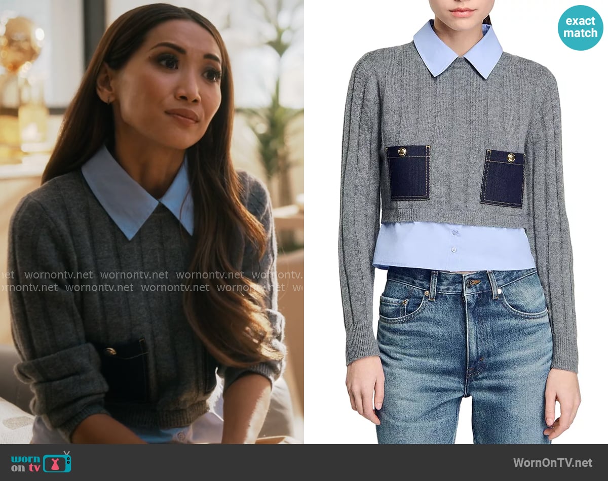 Sandro Jules Layered Look Sweater worn by Ali Lee (Brenda Song) on Running Point