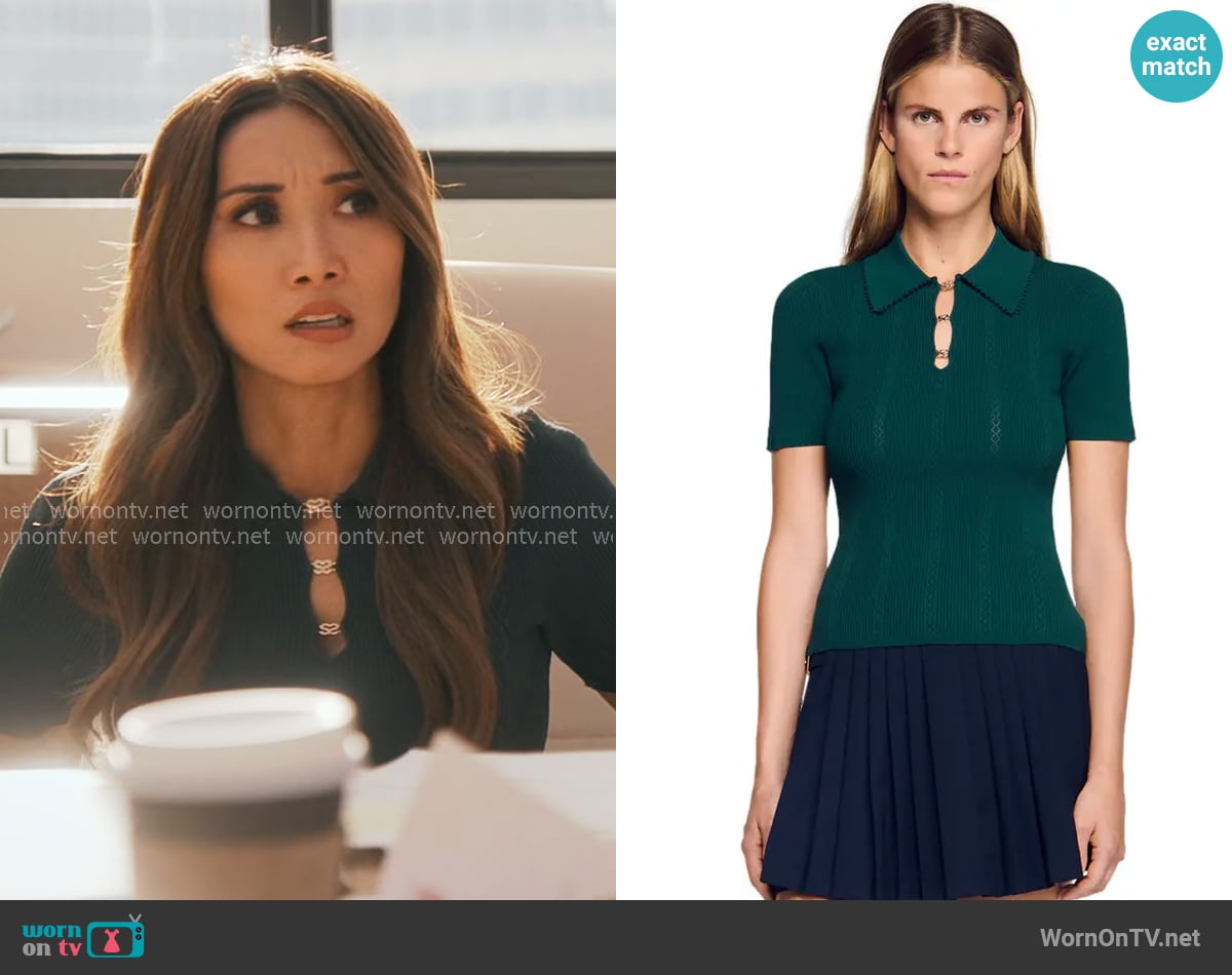 Sandro Polo sweater worn by Ali Lee (Brenda Song) on Running Point