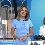 Savannah’s blue ruffle trim polo and tweed pencil skirt on Today