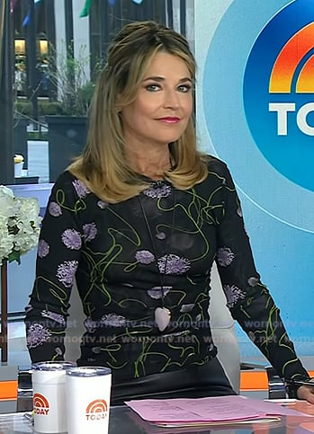 Savannah’s black floral long sleeve top on Today