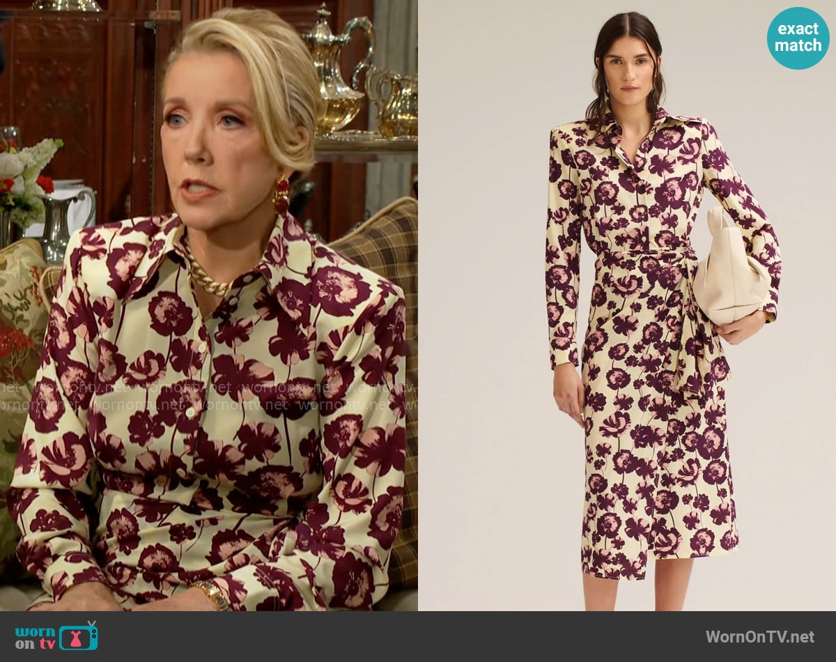 Scanlan Theodore Silk Poppy Print Wrap Dress worn by Nikki Reed Newman (Melody Thomas-Scott) on The Young and the Restless