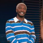 Scott’s blue striped rugby jersey on Access Hollywood