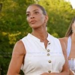 Liz’s whtie button vest and skirt on The Real Housewives of Rhode Island
