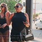 Brittany’s black leather tie skirt on The Valley