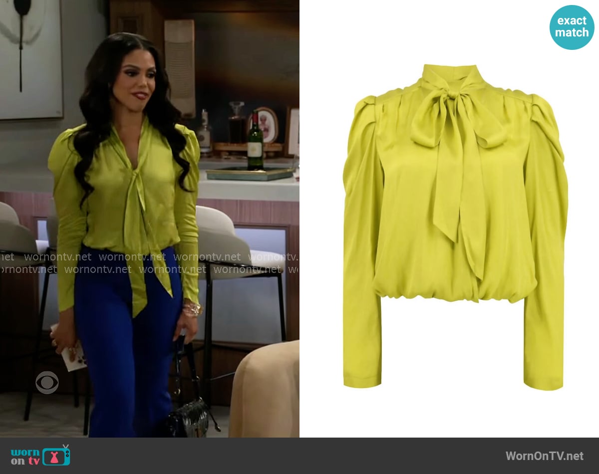 Secular Helena Shirt in Lime worn by Dani Dupree (Karla Mosley) on Beyond the Gates