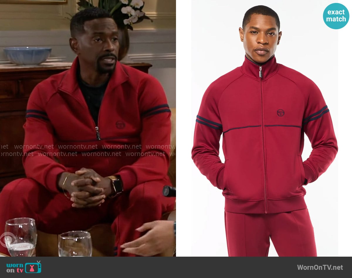 Sergio Tacchini Orion Track Jacket in Rhubarb worn by Ted Richardson (Keith D. Robinson) on Beyond the Gates