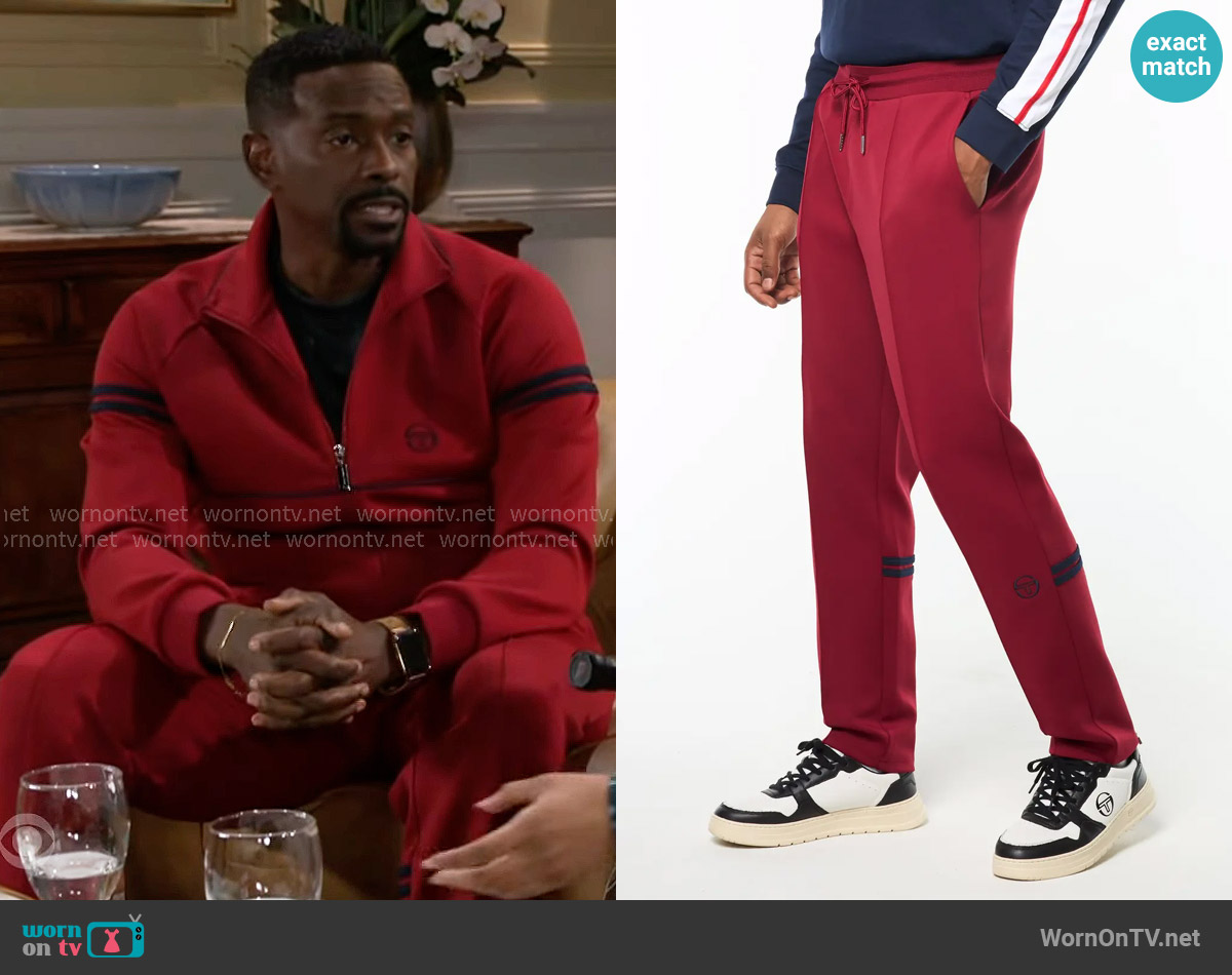 Sergio Tacchini Orion Track Pant in Rhubarb worn by Ted Richardson (Keith D. Robinson) on Beyond the Gates