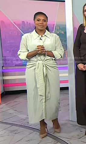 Sheinelle’s mint green tie front shirtdress on Today
