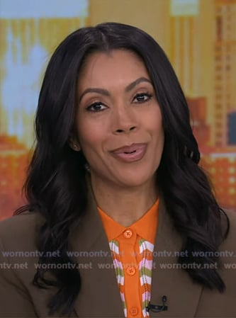 Shirleen’s orange stripe crochet cardigan on Good Morning America