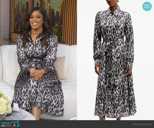 Silvian Heach Belted Animal-print Midi Dress worn by Morgan Norwood on Good Morning America