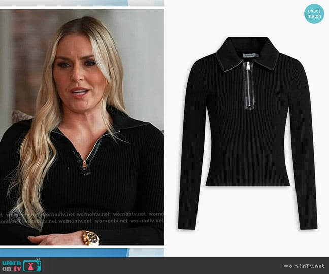 Simkhai Livana ribbed EcoVero Blend Polo Sweater worn by Lindsey Vonn on Today