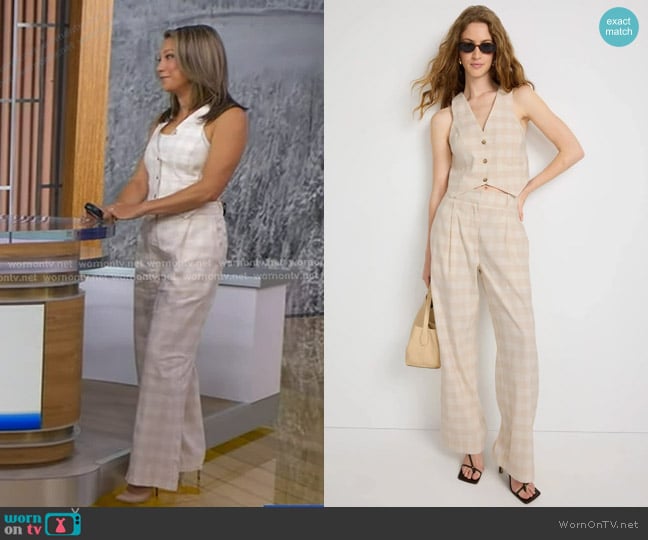 Simkhai Plaid Deb Vest worn by Ginger Zee on Good Morning America
