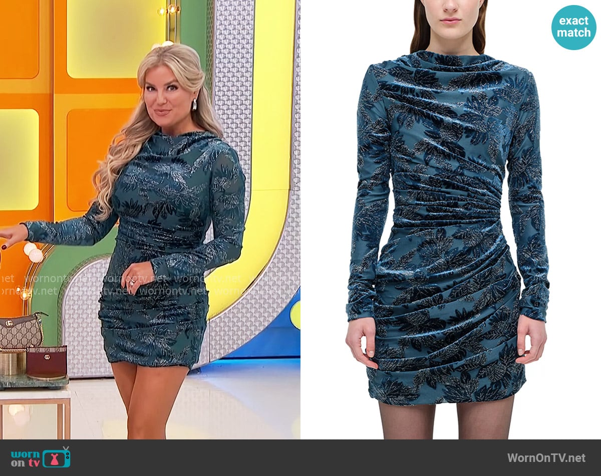Simkhai Vallyn Dress in Petrol worn by Rachel Reynolds on The Price is Right