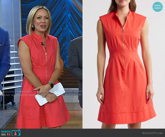 Vince Camuto Sleeveless Cotton Dress in Coral worn by Dylan Dreyer on Today