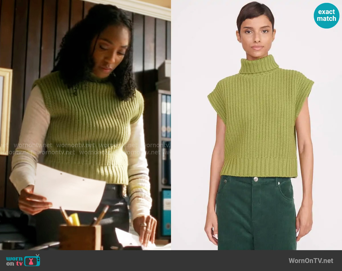 Staud Bette Cap Sleeve Merino Wool Sweater worn by Faith Mitchell (Iantha Richardson) on Will Trent