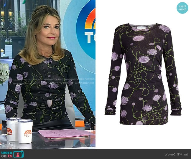 Stella McCartney Twisted Floral Mesh Top worn by Savannah Guthrie on Today