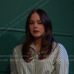 Stephanie’s khaki striped shirt on Days of our Lives