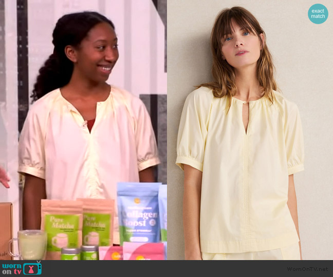 Talbots Organic Cotton Twill Split Neck Top worn by Trinity Mouzon Wofford on The View