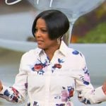 Tamron’s white floral shirtdress on Tamron Hall Show