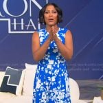 Tamron’s blue floral print dress on Tamron Hall Show