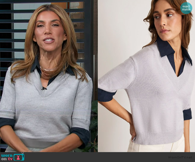 Tanya Taylor Esme Sweater Top worn by Adrianna Costa on Access Hollywood