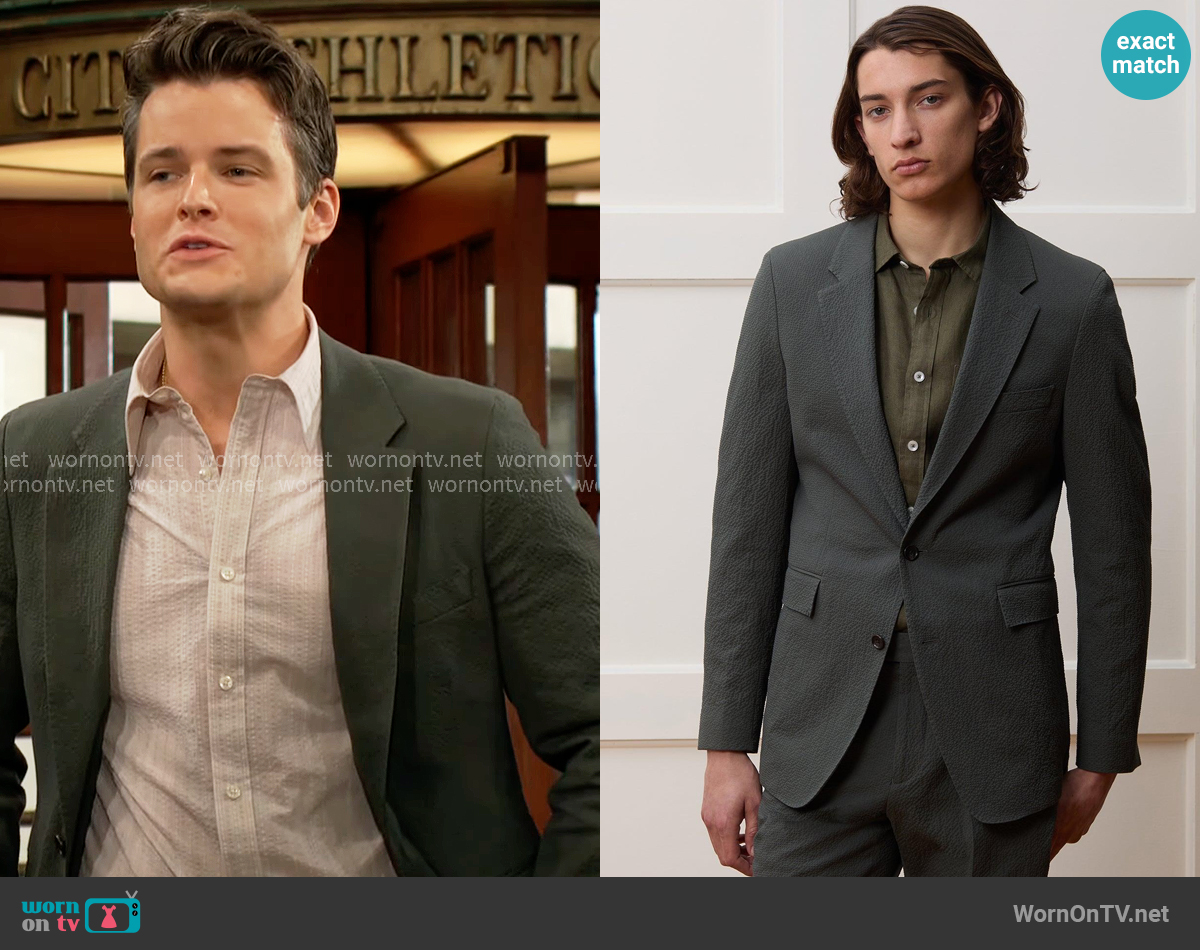 Todd Snyder Italian Seersucker Sutton Jacket worn by Kyle Abbott (Michael Mealor) on The Young and the Restless