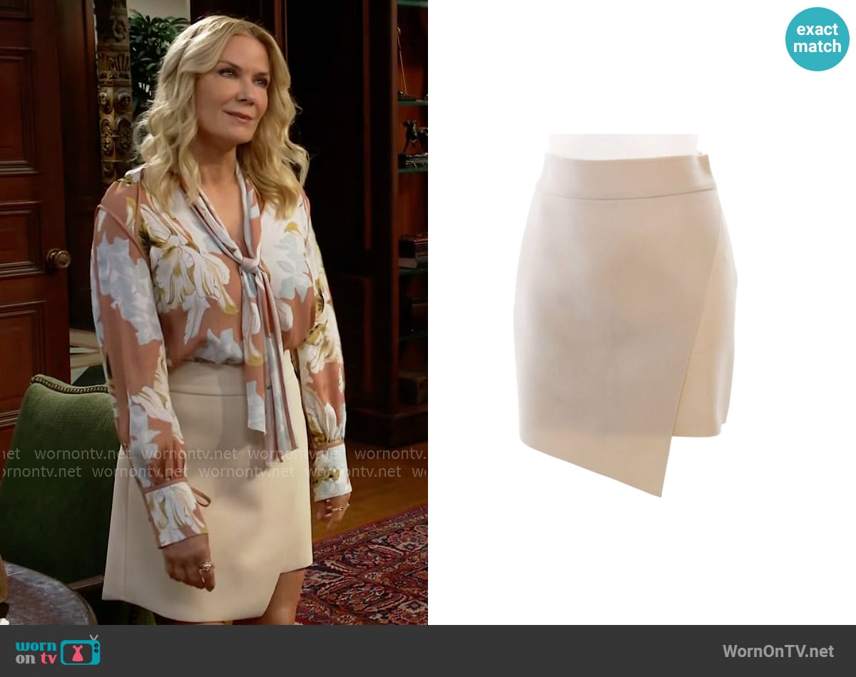 Topshop Asymmetrical Hem Faux Wrap Skirt worn by Brooke Logan (Katherine Kelly Lang) on The Bold and the Beautiful