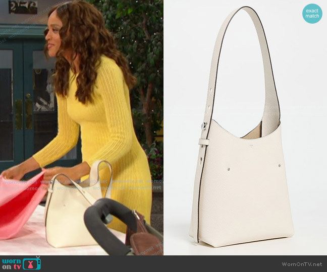 Tory Burch Romy Small Hobo Bag in Light Cream worn by Lani Price (Sal Stowers) on Days of our Lives