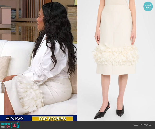 Toteme Petal Knee-Length Skirt in Ecru worn by Emma Grede on Good Morning America