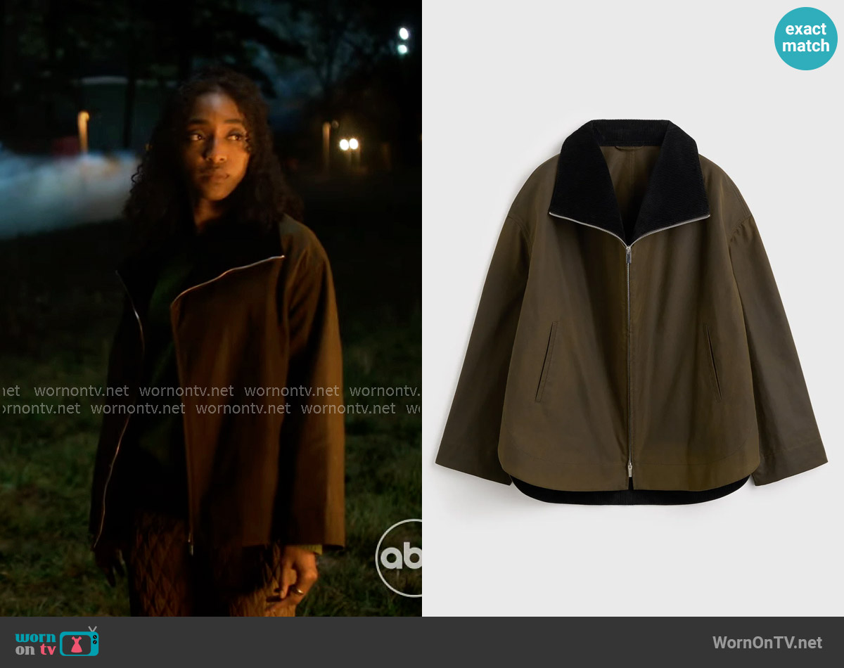 Toteme Zipped Country Jacket in Bark worn by Faith Mitchell (Iantha Richardson) on Will Trent