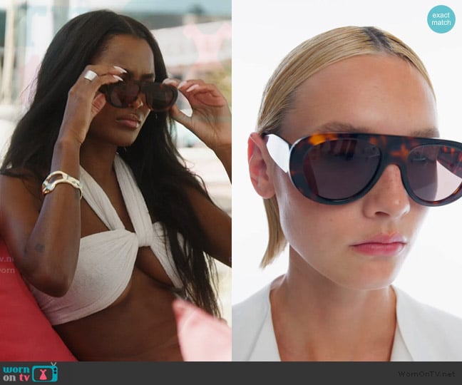 Sojos Trendy Oversized Polarized Aviator Sunglasses worn by Ciara Miller on Summer House