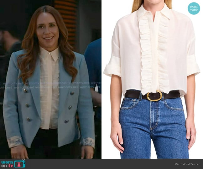 TWP Next Ex Ruffle Crop Shirt in Ivory worn by Maddie Kendall (Jennifer Love Hewitt) on 9-1-1