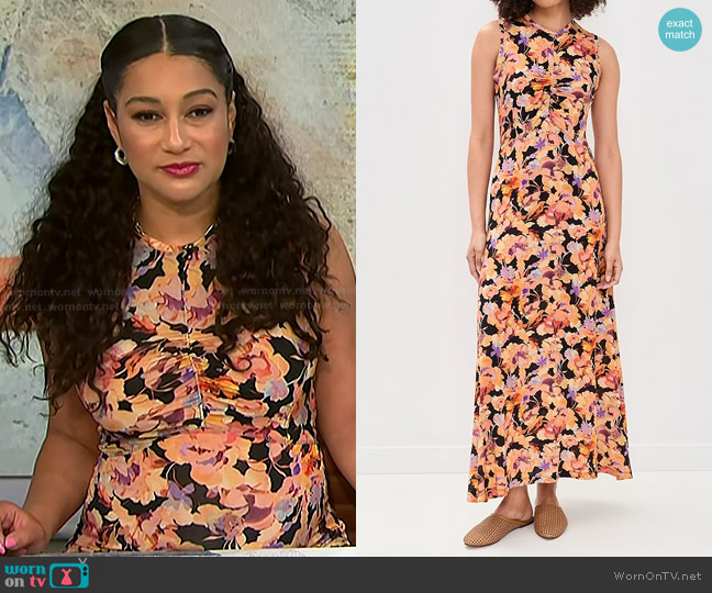 Ulla Johnson Lina Jersey Dress in Night Bloom worn by Morgan Radford on NBC News Daily