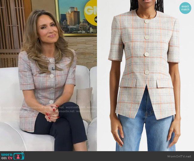 Veronica Beard Bodie Plaid Jacket in Muted Clay Multi worn by Rhiannon Ally on Good Morning America