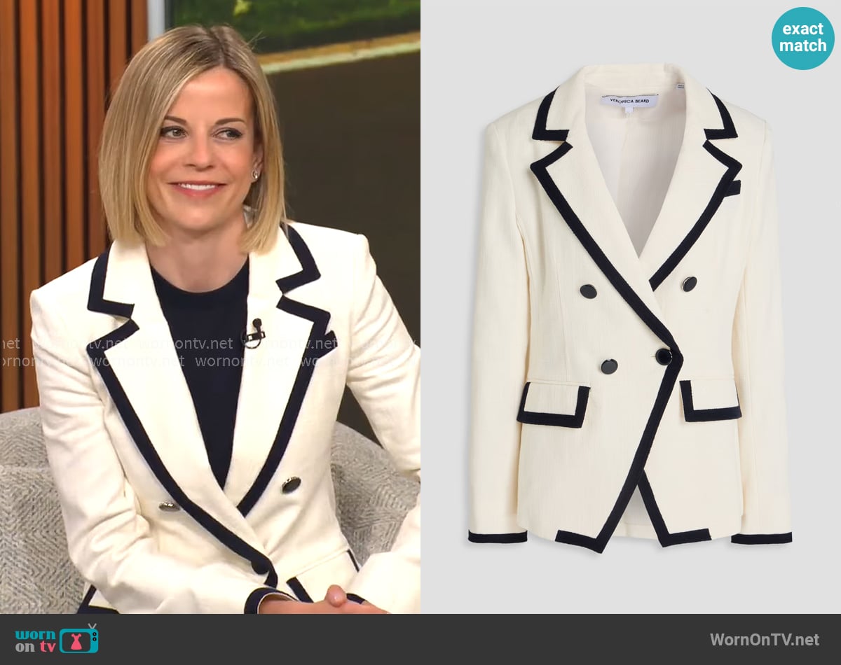 Veronica Beard Edison Jacket in Dove worn by Susie Wolff on CBS Mornings
