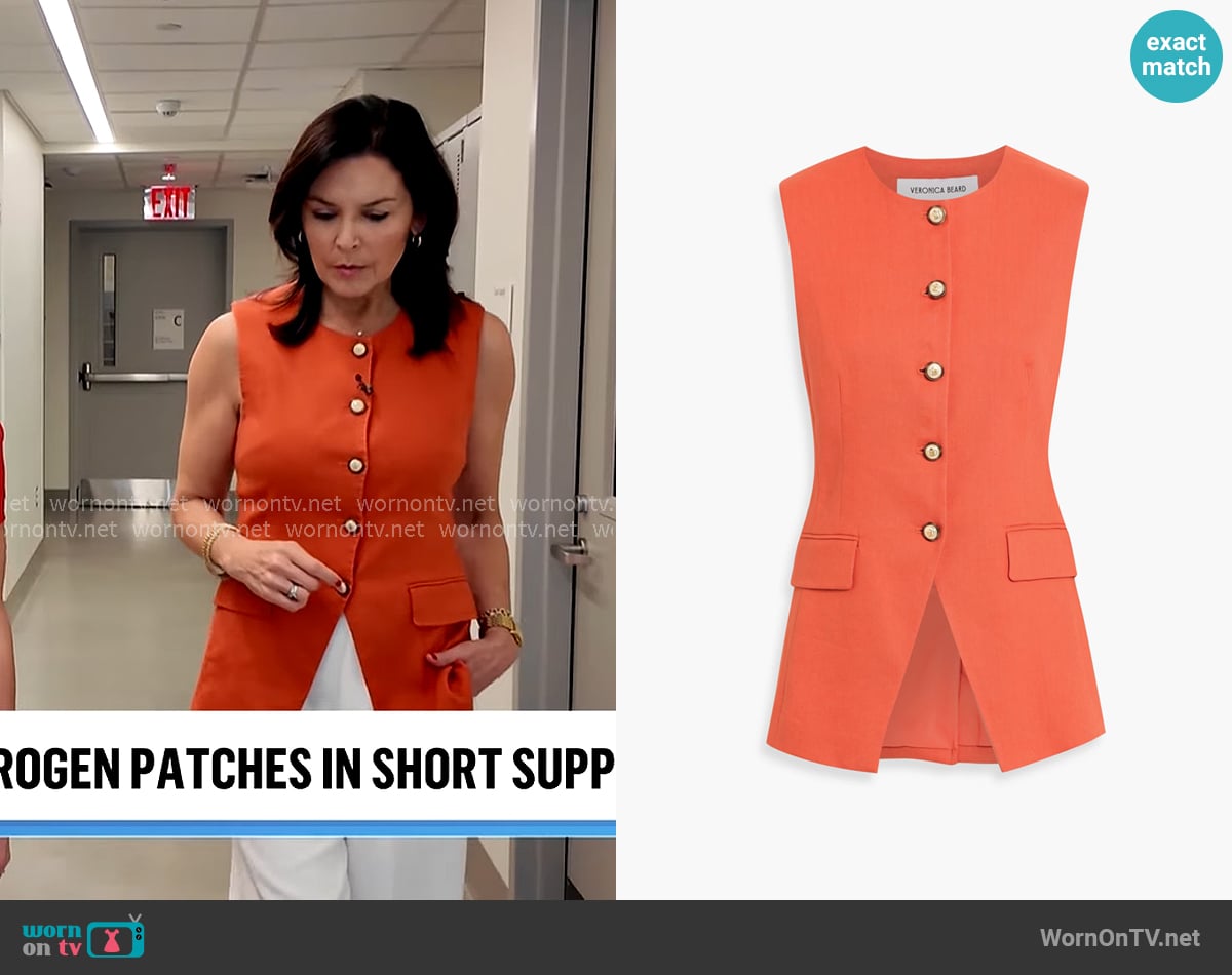 Veronica Beard Lois Vest worn by Meg Oliver on CBS Mornings