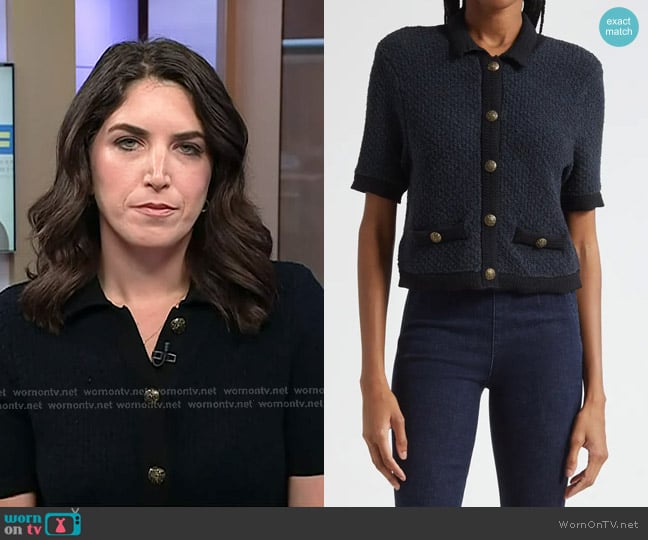 Veronica Beard Marie Two Tone Cardigan worn by Liz Kreutz on Today